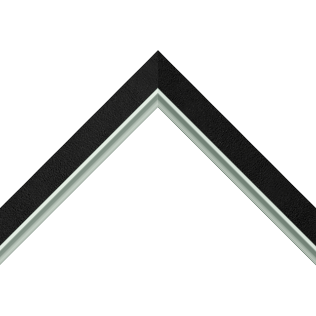 1″ Black Suede Flat<br />with Silver Lip Liner Picture Frame Moulding