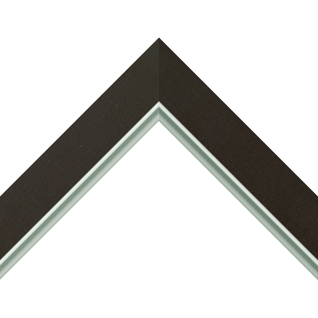 1-1/2″ Black Linen Flat<br />with Silver Lip Liner Picture Frame Moulding